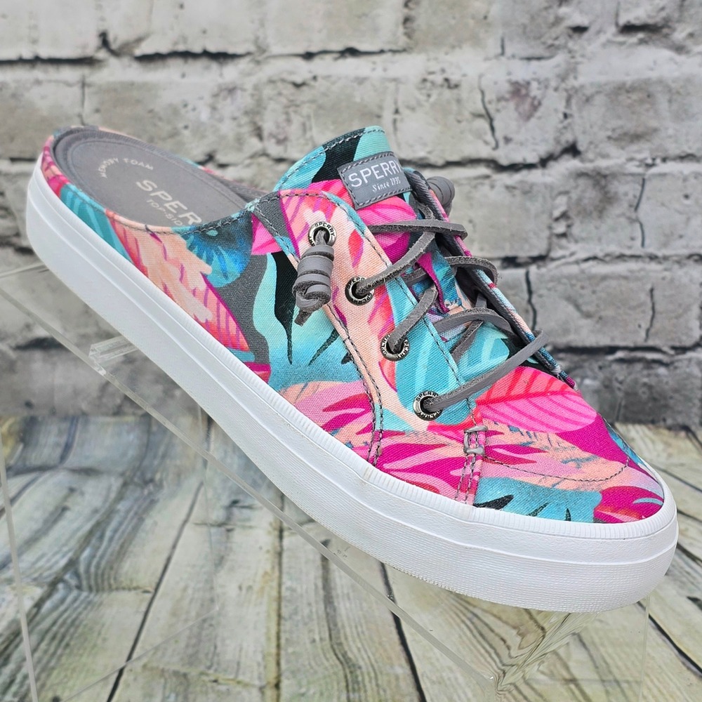 Sperry Crest Vibe Mule Sneakers Womens 8M Multi Tropical Floral Slip On STS87455